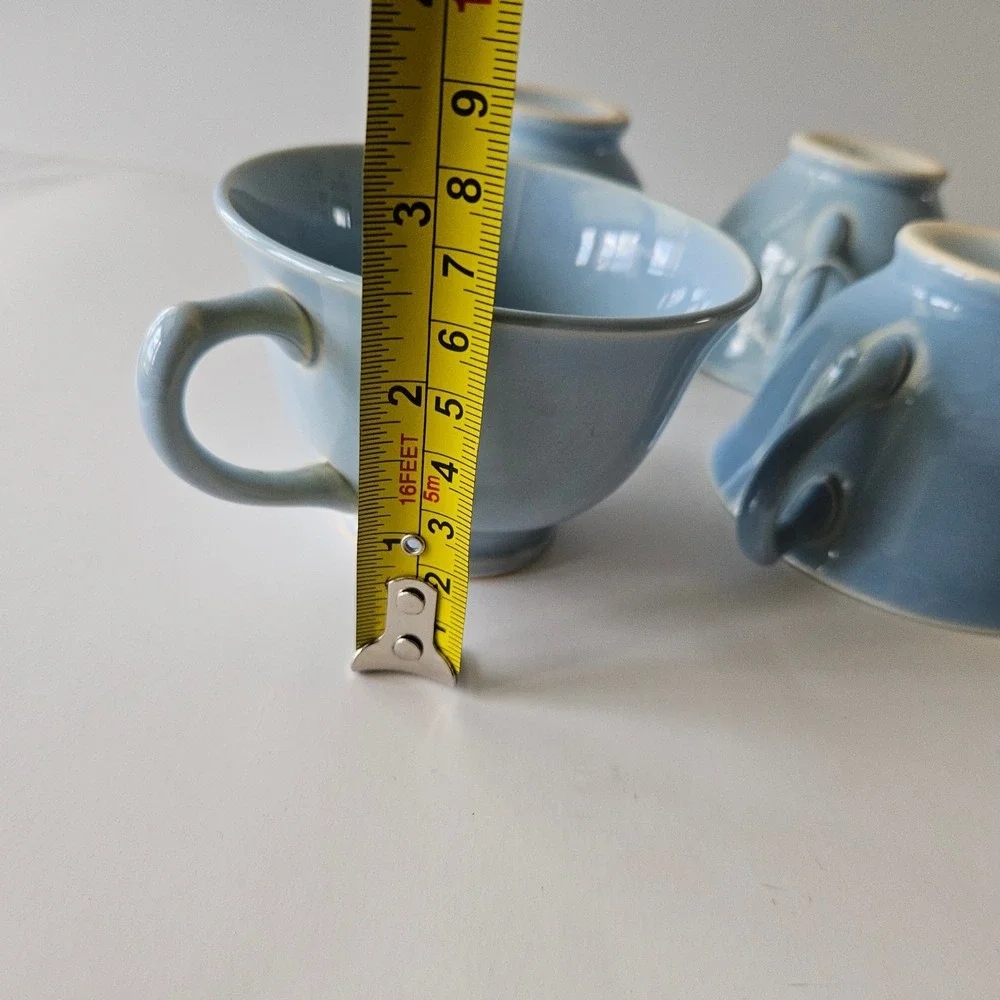 Lu-ray Pastels Windsor Blue Tea Cups LOT of 4 Taylor Smith Taylor Vintage USA